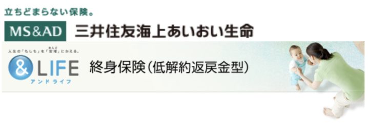 三井住友海上あいおい生命　＆LIFE　終身保険　低解約返戻金型　パンフレット　シミュレーション　メリット　デメリット