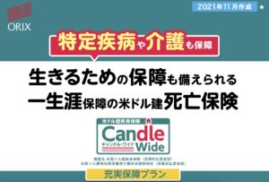 オリックス生命　キャンドルワイド　Candle Wide　米ドル建終身保険　三大疾病　介護　障害　返戻率　メリット　デメリット　シミュレーション　解説　パンフレット